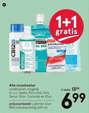 Etos Alle Mondwater 1+1 Gratis aanbieding