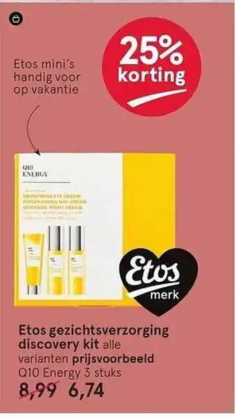 Etos Etos Gezichtsverzorging Discovery Kit 25% Korting aanbieding