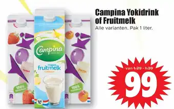 Dirk Campina Yokidrink of Fruitmelk aanbieding