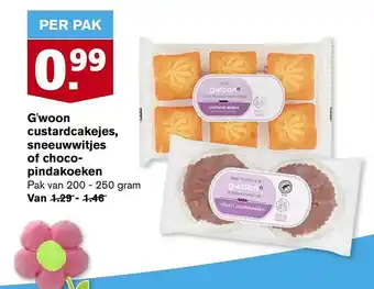 Hoogvliet G'woon Custardcakejes, Sneeuwwitjes Of Choco-pindakoeken aanbieding