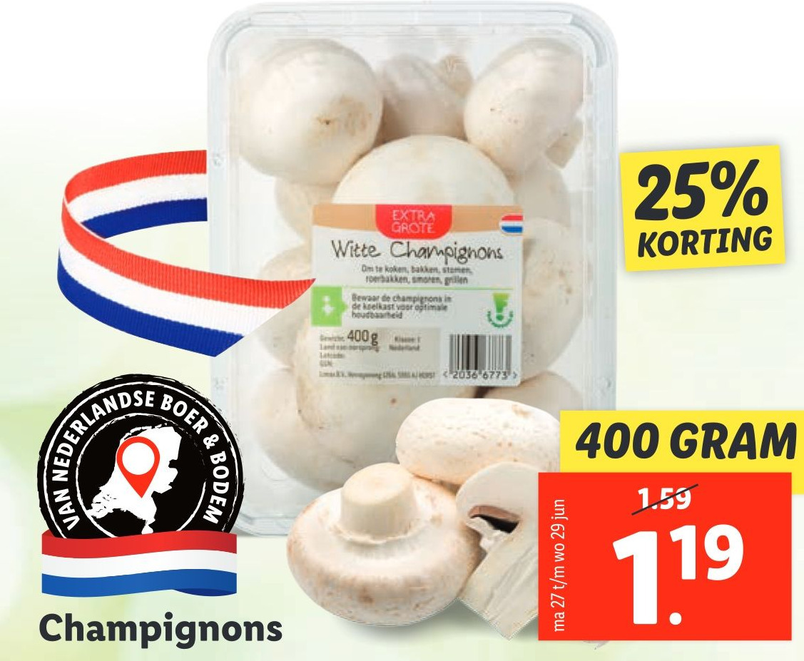 Champignons aanbieding bij Lidl