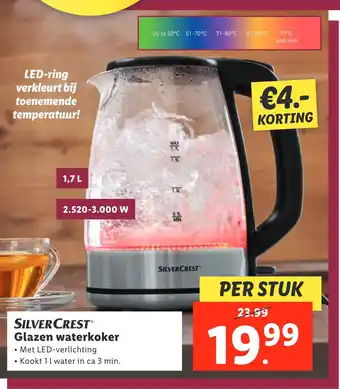 Lidl Silvercrest Glazen Waterkoker aanbieding