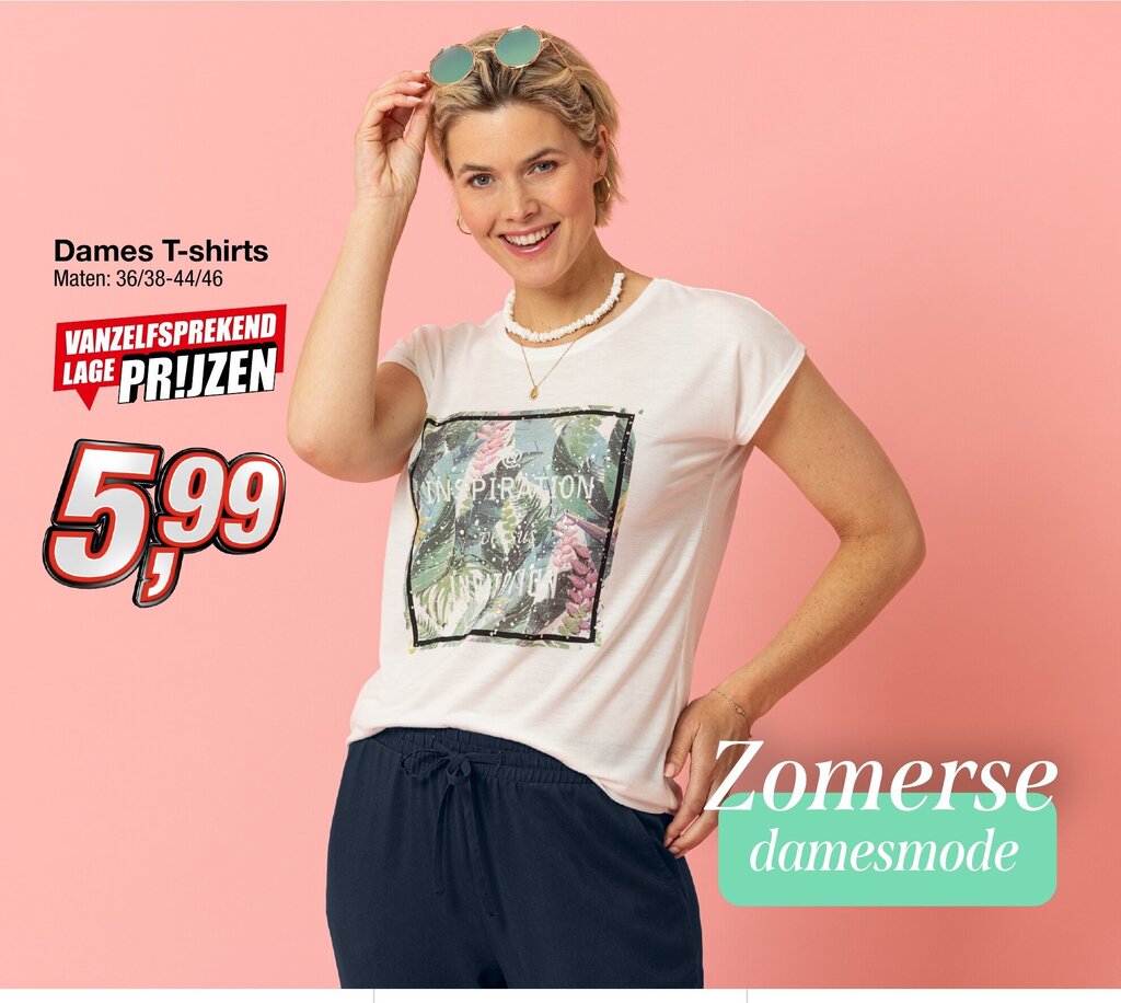 Kik Dames T-shirts Maten: 36/38-44/46 aanbieding