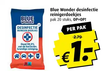 Boni Blue Wonder desinfectie reinigerdoekjes pak 20 stuks aanbieding