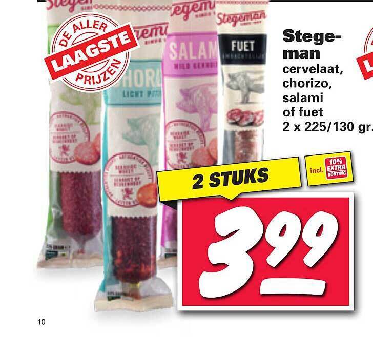 Stegeman Cervelaat, Chorizo, Salami Of Fuet aanbieding bij Nettorama