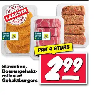 Nettorama Slavinken, Boerengehaktrollen Of Gehaktburgers aanbieding