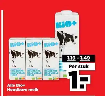 PLUS Alle Bio+ Houdbare Melk aanbieding