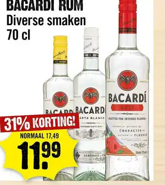 Dirck 3 Bacardi Rum 31% Korting aanbieding