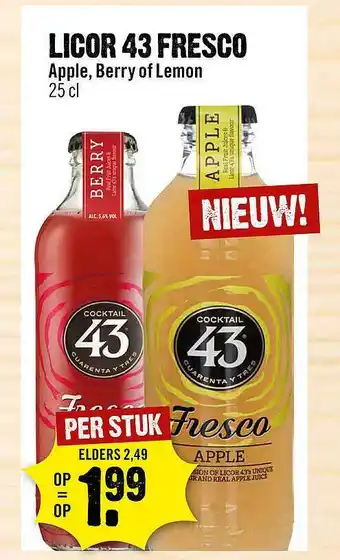 Dirck 3 Licor 43 Fresco Apple, Berry Of Lemon aanbieding