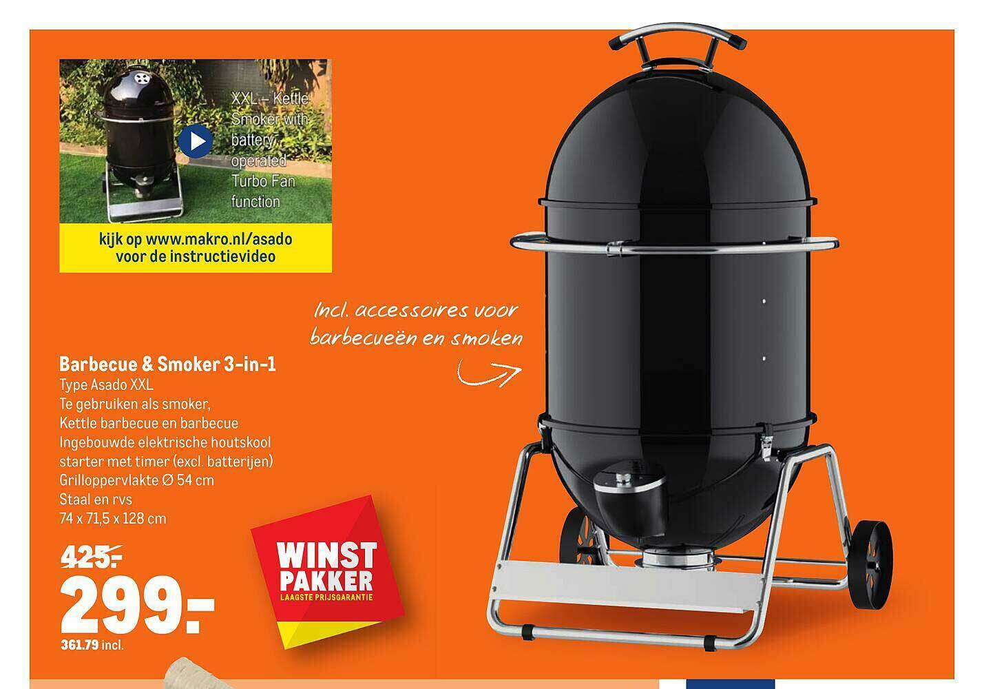Barbecue & Smoker 3in1 Asado XXL aanbieding bij Makro