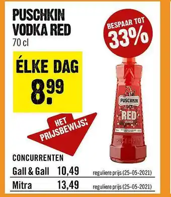 Dirck 3 Puschkin Vodka Red aanbieding