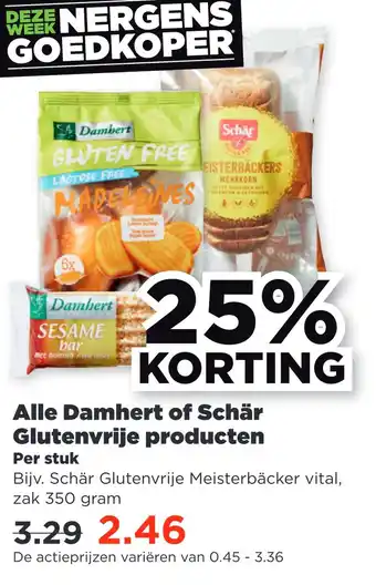 PLUS Alle Damhert of Schär Glutenvrije producten aanbieding