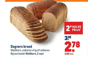 Makro Dagvers Brood Waldkorn, Volkoren Of Grof Volkoren aanbieding