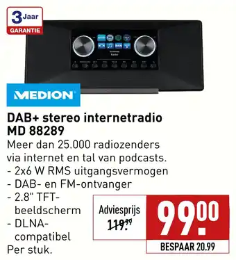 ALDI DAB+ stereo internetradio MD 88289 aanbieding