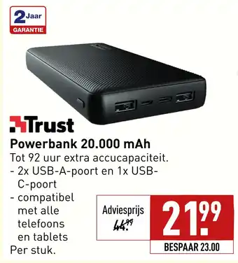 ALDI Powerbank 20.000 mAh aanbieding