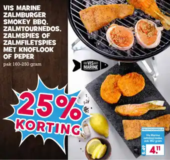 Boon`s Markt Vis Marine Zalmburger Smokey Bbq. Zalmtournedos. Zalmspies Of Zalmfiletspies Met Knoflook Of Peper aanbieding