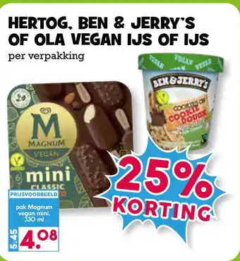 Boon`s Markt Hertog, Ben & Jerry's Of Ola Vegan Ijs Of Ijs aanbieding