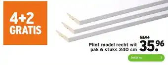 GAMMA Plint model recht wit pak 6 stuks 240 cm aanbieding