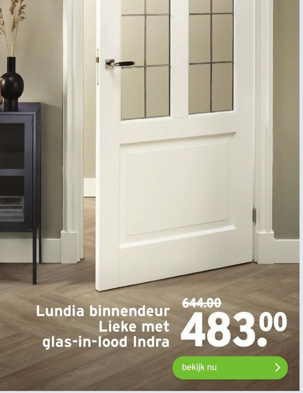 Lundia binnendeur Lieke met glasinlood Indra aanbieding bij GAMMA