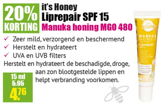 Gezond & Wel it's Honey Liprepair SPF 15 aanbieding