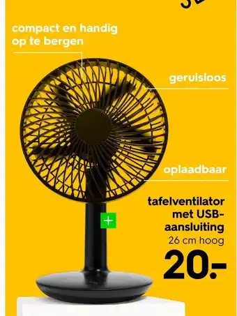 HEMA Tafelventilator met USB-aansluiting 26 cm hoog aanbieding