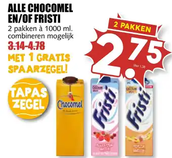 MCD Supermarkt Alle Chocomel En/Of Fristi aanbieding