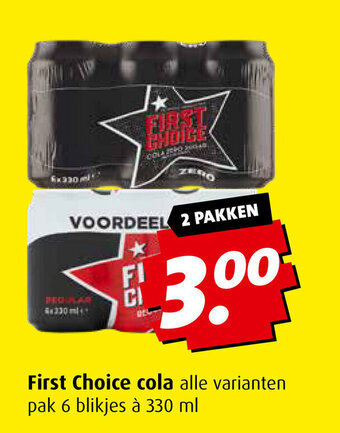 Boni First Choice cola pak 6 blikjes a 330 ml aanbieding