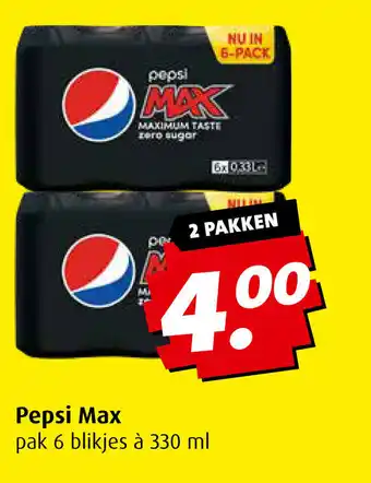 Boni Pepsi Max pak 6 blikjes a 330 ml aanbieding
