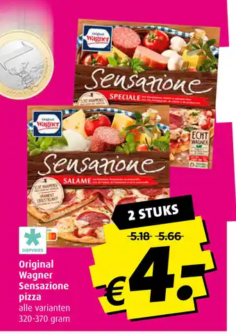 Boni Original Wagner Sensazione pizza 320-370 gram 2 stuks aanbieding