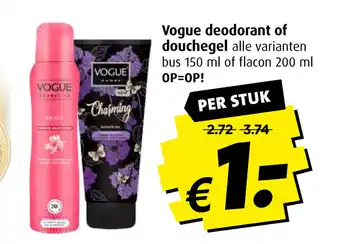 Boni Vogue deodorant of douchegel per stuk aanbieding