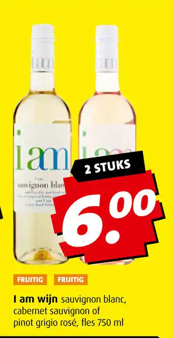 Boni I am wijn sauvignon blanc, cabernet sauvignon of pinot grigio rose 750 ml 2 stuks aanbieding