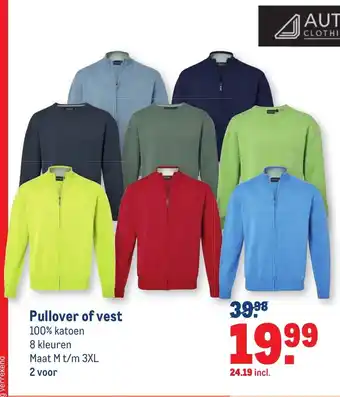 Makro AUTHENTIC CLOTHING COMPANY Pullover of vest  M/3XL  2 st aanbieding