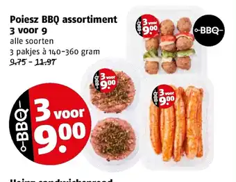 Poiesz BBQ assortiment 3 voor 9 alle soorten 3 pakjes a 140-360 gram aanbieding