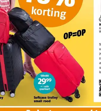 Poiesz Softcase trolley small rood + 1 volle spaarkaart aanbieding