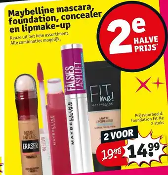 Kruidvat Maybelline mascara, foundation, concealer en lipmake-up aanbieding