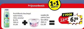 Kruidvat Nivea Douchegel 300ml + Voedende creme 200ml aanbieding