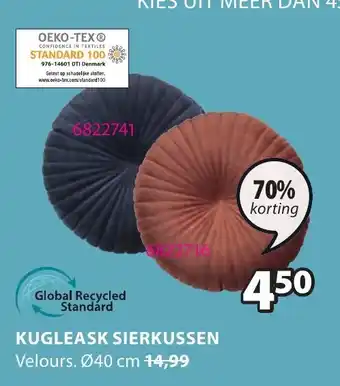 Jysk Kugleask Sierkussen 40 cm aanbieding