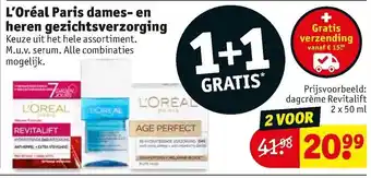 Kruidvat L'Oreal Paris Dames- en heren gezichtsverzorging aanbieding