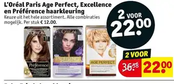 Kruidvat L'Oreal Paris Age Perfect, Excellence en Preference haarkleuring aanbieding