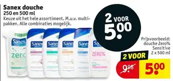 Kruidvat Sanex Douche 250 en 500ml aanbieding