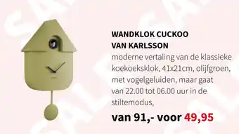 Nijhof Wandklok Cuckoo Van Karlsson aanbieding