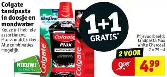 Kruidvat Colgate tandpasta in doosje en mondwater aanbieding