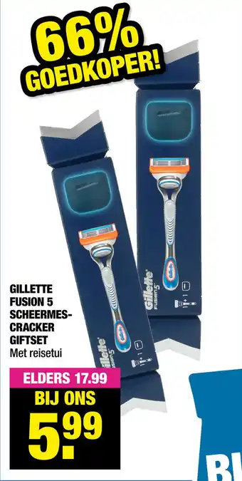 Big Bazar Gillette Fusion 5 Scheermes- Cracker Giftset aanbieding