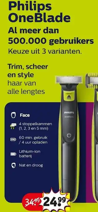 Kruidvat Philips OneBlade Face aanbieding
