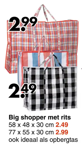 Wibra Big shopper met rits aanbieding