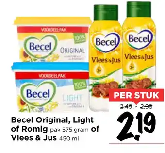 Vomar Voordeelmarkt Becel Original, Light of Romig of Vlees & Jus aanbieding