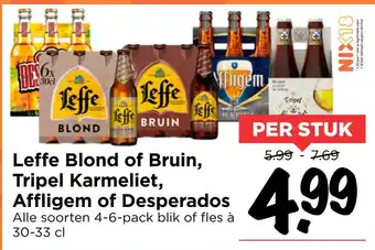 Vomar Voordeelmarkt Leffe Blond of Bruin, Tripel Karmeliet, Affligem of Desperados aanbieding