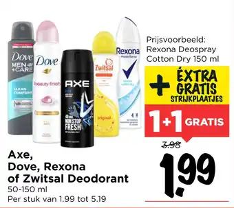 Vomar Voordeelmarkt Axe, Dove, Rexona of Zwitsal Deodorant aanbieding