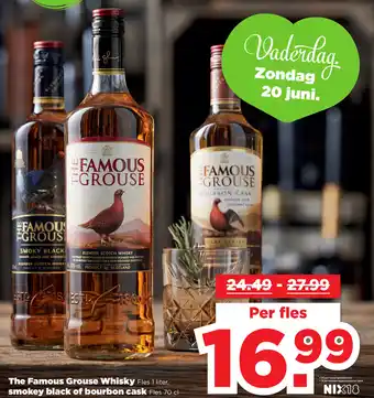 PLUS The Famous Grouse whisky 1L Smokey black of Bourbon cask 700ml aanbieding