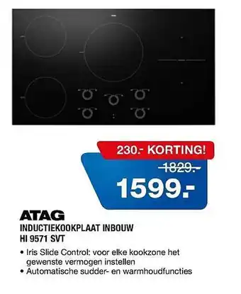 Electroworld Atag Inductiekookplaat Inbouw HI 9571 SVT aanbieding